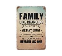 by Unbranded Targa in metallo con scritta "Family Like Branches on A Tree,We May Grow in Different Directions Our Roots Remain" (lingua italiana non garantita), divertente targa in alluminio vintage