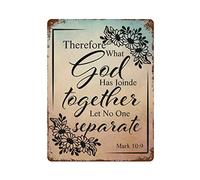 by Unbranded Targa in metallo con scritta in lingua inglese "Therefore What God has Joined Together,let no one Separate", divertente targa in alluminio vintage, per soggiorno, decorazione per la casa
