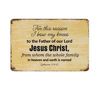 by Unbranded Targa in metallo retrò con scritta in lingua inglese "For This Reason I Bow My Knees to The Father of Our Lord Jesus Christ, from Whom The Whole Family … Vintage Wall Decor Farmhouse Home