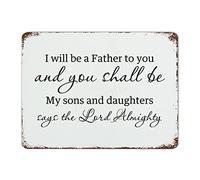 by Unbranded Targa in metallo retrò con scritta in lingua inglese "I Will Be A Father to You, and You Shall Be My Sons and Daughters, Says The Lord Almighty", decorazione da parete vintage, 30,5 x