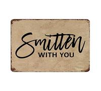 by Unbranded Targa in metallo retrò con scritta "Smitten with You", decorazione da parete vintage per casa colonica, 20 x 30 cm