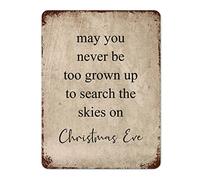 by Unbranded Targa in metallo retrò divertente in metallo stile retrò decorazione da parete con citazione May You Never Be Too Grown Up to Search The Skies On Christmas Eve, 30,5 x 40,6 cm