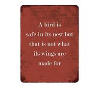 by Unbranded Targa in metallo retrò divertente in metallo stile retrò decorazione da parete con citazione A Bird is in Its Nest But That is Not What Its Wings are Made for, 30,5 x 40,6 cm