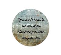 by Unbranded Targa rotonda in metallo con scritta in lingua inglese "You Don't Have to See The Whole Staircase Just Take The First Step", in metallo, stile retrò, vintage, arrugginito, per ghirlande