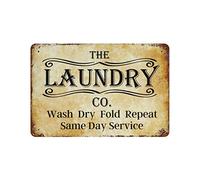 by Unbranded The Laundry Co, Wash Dry Fold Repeat Same Day Service Targa in metallo con detto retrò Man Cave Targa in alluminio latta per interni ed esterni decorazione da parete poster da appendere