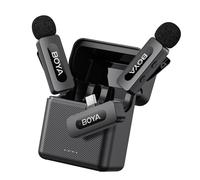 BY V30 Microfono lavalier senza fili portata 100m 2 mini microfoni USB C per