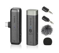 BY-WM3U Mini 2.4G Microfono Senza Fili Sistema Risvolto Microfono con 3.5mm TRS TRRS Adattatore Compatibile con HUAWEI Xiaomi Samsung Tipo-C Smartphone Camera Computer per Live Interview