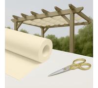 BY3 - Fasce per Gazebo Impermeabili - 333 g/m² Tessuto per Esterno a Fascia ondulata per Strutture in Legno Tessuti per Tende da da Sole Anti UV Frangivento Protezione Solare No PVC (Avorio, 45cm)