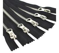 ByaHoGa 5 cerniere in metallo da 50 cm, chiusura lampo da 5 mm, non divisibili, per borsa fai da te (argento nero)