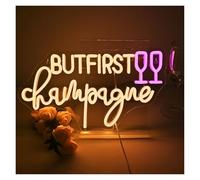 BYAMBD cartelli al neon personalizzati But First Champagne Insegna Al Neon Decorazione Da Parete Per Casa Bar Cucina Man Cave Pub Matrimoni Laurea Luce LED Dimmerabile 42cmx24cm