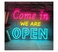 BYAMBD cartelli al neon personalizzati Come In We Are Open Insegna Al Neon Luce LED USB Per Ristorante Bar Caffetteria Salon Home Cartello Di Benvenuto Decorazione Da Parete(50x40cm)