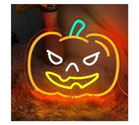 BYAMBD cartelli al neon personalizzati Fantasma Faccia Luci Al Neon Decorazione Da Parete Luce Notturna Di Zucca Dimmerabile Alimentata Tramite USB Per La Decorazione Festa Di Compleanno Del Club(C)