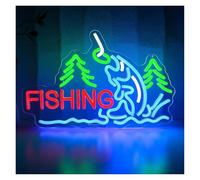 BYAMBD cartelli al neon personalizzati FISHING Insegna Al Neon Con Luce Dimmerabile Per Negozio Di Attrezzi Da Pesca, Soggiorno, Sala Giochi, Man Cave, Party, Yacht Aziendale