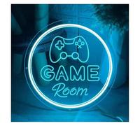BYAMBD cartelli al neon personalizzati Game Room Insegna Al Neon Luce LED Dimmerabile Intaglio 3D Per La Decorazione Della Parete Della Sala Giochi Per Feste A Casa Del Giocatore(Ice blue.,40x40cm)