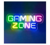 BYAMBD cartelli al neon personalizzati Gaming Zone Insegna Al Neon LED Dimmerabile Per Giocatori Adolescenti Camera Da Letto Per Bambini Sala Giochi Party Pub Decor Lampada 50cm(Multicolor)