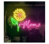 BYAMBD cartelli al neon personalizzati Girasole Insegna Al Neon Per La Decorazione Della Parete Per Il Negozio Di Fiori Festa Della Mamma Camera Da Letto Dormitorio Soggiorno Illuminato 65cmx50cm(C)