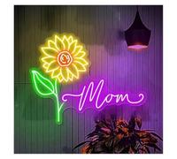 BYAMBD cartelli al neon personalizzati Girasole Insegna Al Neon Per La Decorazione Della Parete Per Il Negozio Di Fiori Festa Della Mamma Camera Da Letto Dormitorio Soggiorno Illuminato 65cmx50cm(B)