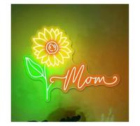 BYAMBD cartelli al neon personalizzati Girasole Insegna Al Neon Per La Decorazione Della Parete Per Il Negozio Di Fiori Festa Della Mamma Camera Da Letto Dormitorio Soggiorno Illuminato 65cmx50cm(UN)