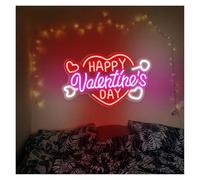 BYAMBD cartelli al neon personalizzati Happy Valentine's Day Insegna Al Neon Decorazione Di Fidanzamento Insegna D'amore Luce Romantica Insegna Al Neon Decorazione Da Parete 24.6cmx40cm