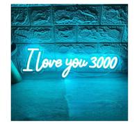 BYAMBD cartelli al neon personalizzati I Love You 3000 Insegna Al Neon LED Per Camera Da Letto Casa Decorazione Da Parete Per Feste Di Matrimonio Lampada USB Illuminata(Ice Blue,40x14cm)