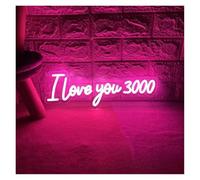BYAMBD cartelli al neon personalizzati I Love You 3000 Insegna Al Neon LED Per Camera Da Letto Casa Decorazione Da Parete Per Feste Di Matrimonio Lampada USB Illuminata(Rosa,45x15.5cm)