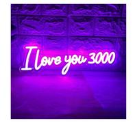BYAMBD cartelli al neon personalizzati I Love You 3000 Insegna Al Neon LED Per Camera Da Letto Casa Decorazione Da Parete Per Feste Di Matrimonio Lampada USB Illuminata(Viola,50x17cm)