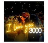 BYAMBD cartelli al neon personalizzati I Love You 3000 Insegna Al Neon Luce LED Per Anniversari Di Matrimonio Sala Per Feste Estetica Camera Da Letto Decorazione Di Arte Della Parete 50cmx16cm(C)