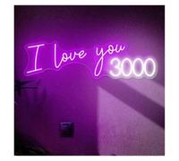 BYAMBD cartelli al neon personalizzati I Love You 3000 Insegna Al Neon Luce LED Per Anniversari Di Matrimonio Sala Per Feste Estetica Camera Da Letto Decorazione Di Arte Della Parete 50cmx16cm(UN)