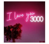 BYAMBD cartelli al neon personalizzati I Love You 3000 Insegna Al Neon Luce LED Per Anniversari Di Matrimonio Sala Per Feste Estetica Camera Da Letto Decorazione Di Arte Della Parete 50cmx16cm(B)