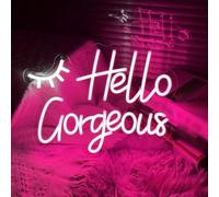 BYAMBD cartelli al neon personalizzati Insegna Al Neon A LED Hello Gorgeous Luce Notturna Per Decorazioni Murali Camera Da Letto San Valentino Bar Matrimonio Casa Compleanno Per Ragazza 37cmх28cm
