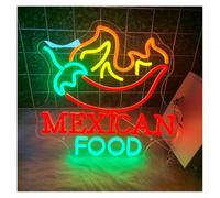 BYAMBD cartelli al neon personalizzati Insegna Al Neon A LED Mexican Food Luci Al Neon Per Ristorante Peperoncino Per Decorazione Da Parete Cucina Per Stanza Negozio Di Dolciumi 39cmx40.64cm