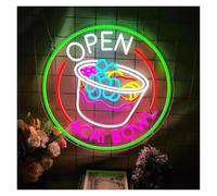 BYAMBD cartelli al neon personalizzati Insegna Al Neon ACAI BOWL Open Per Vetrina, Porta In Vetro, Negozio, Bar, Salone, Ristorante, Decorazione, Gif 48cmx48cm