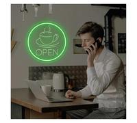 BYAMBD cartelli al neon personalizzati Insegna Al Neon Aperta, Insegna Al Neon Aperta Per Caffè Per Bar O Caffetteria, Insegna Aperta A LED Aziendale(F,45cmx45cm)