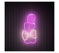 BYAMBD cartelli al neon personalizzati Insegna Al Neon Bow Girl Insegna Al Neon Con Luminosità Regolabile Alimentata Tramite USB Insegna Pazzesca Per Feste Femminili(E,21cmx40cm)