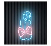 BYAMBD cartelli al neon personalizzati Insegna Al Neon Bow Girl Insegna Al Neon Con Luminosità Regolabile Alimentata Tramite USB Insegna Pazzesca Per Feste Femminili(F,21cmx40cm)