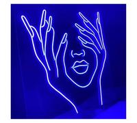 BYAMBD cartelli al neon personalizzati Insegna Al Neon Ciglia Per Viso Da Ragazza, Luci Al Neon Per Viso Alimentate Tramite USB Adatte Per Essere Appese Alla Parete Porta E Ai Balconi(Blu,79cmx80cm)
