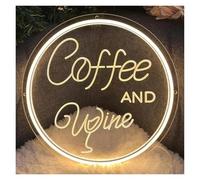 BYAMBD cartelli al neon personalizzati Insegna Al Neon Coffee And Wine Per Decorazioni Da Parete Luce A LED Per Interni Per Fondali Per Feste, Affari, Vetrine,30cmх30cm
