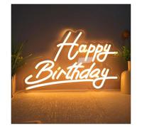 BYAMBD cartelli al neon personalizzati Insegna Al Neon Happy Birthday USB A Batteria Per Decorazioni Murali Luminosità Regolabile Insegne Di Buon Compleanno 25cmx35.4cm