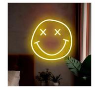 BYAMBD cartelli al neon personalizzati Insegna Al Neon Happy Face Luci Al Neon Alimentate Tramite USB Con Luminosità Regolabile E Viso Carino Per L'arredamento Camera Da Letto(C,25cmx25cm)