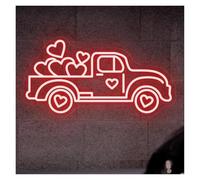 BYAMBD cartelli al neon personalizzati Insegna Neon Per Camion Cuore, Insegna Al Neon Per Camion Luminosità Regolabile Alimentata Tramite USB Decorazioni Per Feste In Spiaggia(D,27cmx50cm)