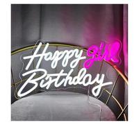 BYAMBD cartelli al neon personalizzati Luce A LED Dimmerabile Con Scritta Happy Birthday USB Per Feste Di Compleanno Bar Casa Camera Da Letto Decorazione Da Parete Illuminata(42cmX22cm)