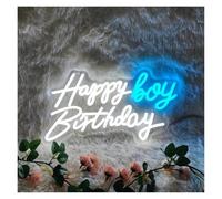 BYAMBD cartelli al neon personalizzati Luce A LED Dimmerabile Con Scritta Happy Birthday USB Per Feste Di Compleanno Bar Casa Camera Da Letto Decorazione Da Parete Illuminata(42X22cm)