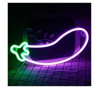 BYAMBD cartelli al neon personalizzati Luce Notturna Dimmerabile Alimentata Tramite USB Con Luce Al Neon A Forma Di Melanzana Con Insegna Al Neon, Per La Decorazione Parete Club Bar Party 13.5cm×35cm