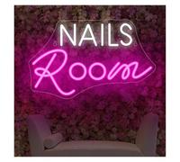 BYAMBD cartelli al neon personalizzati Nails Room Insegna Al Neon Luce A LED Dimmerabile Per Salone Di Bellezza Per Ciglia Ragazze Camera Da Letto Negozio Appeso Decorazione Da Parete 42cmx26cm(UN)