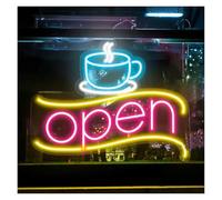 BYAMBD cartelli al neon personalizzati Open Insegna Al Neon Coffee Shop Luce LED Dimmerabile Per La Casa Cafe Tè Al Latte Dessert Shop Ristorante Decorazione Della Parete Illuminato 42cmx32cm