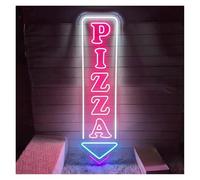 BYAMBD cartelli al neon personalizzati Pizza Insegna Al Neon Freccia Luce A LED Alimentata Tramite USB Per Fast Food Ristorante Negozio Decorazione Da Parete Aziendale Illuminata(UN,40x10cm)