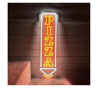 BYAMBD cartelli al neon personalizzati Pizza Insegna Al Neon Freccia Luce A LED Alimentata Tramite USB Per Fast Food Ristorante Negozio Decorazione Da Parete Aziendale Illuminata(C,40x10cm)