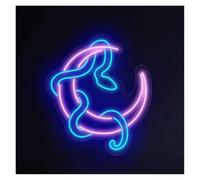 BYAMBD cartelli al neon personalizzati Segno Al Neon Serpente Sulla Luna, Decorazione Da Parete Con Arte Estetica Animale, Lampade Alimentate Tramite USB, Camera Da Letto, Bar, Club, Negozio, 38cm(B)