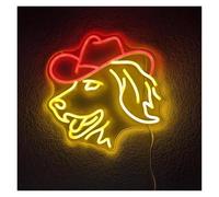 BYAMBD cartelli al neon personalizzati Sign Neon Golden Retriever Cane Alimentato USB Con Cappello Da Cowboy Luci Al Neon Per Arredamento Per La Casa Dimmettibile(UN,50cmx50cm)