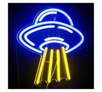BYAMBD cartelli al neon personalizzati UFO Neon Sign Alien Spaceship LED Neon Light Sign Spazio Per Camera Da Letto Sala Giochi Decorazione Da Parete Amanti Degli UFO 33cmx35cm